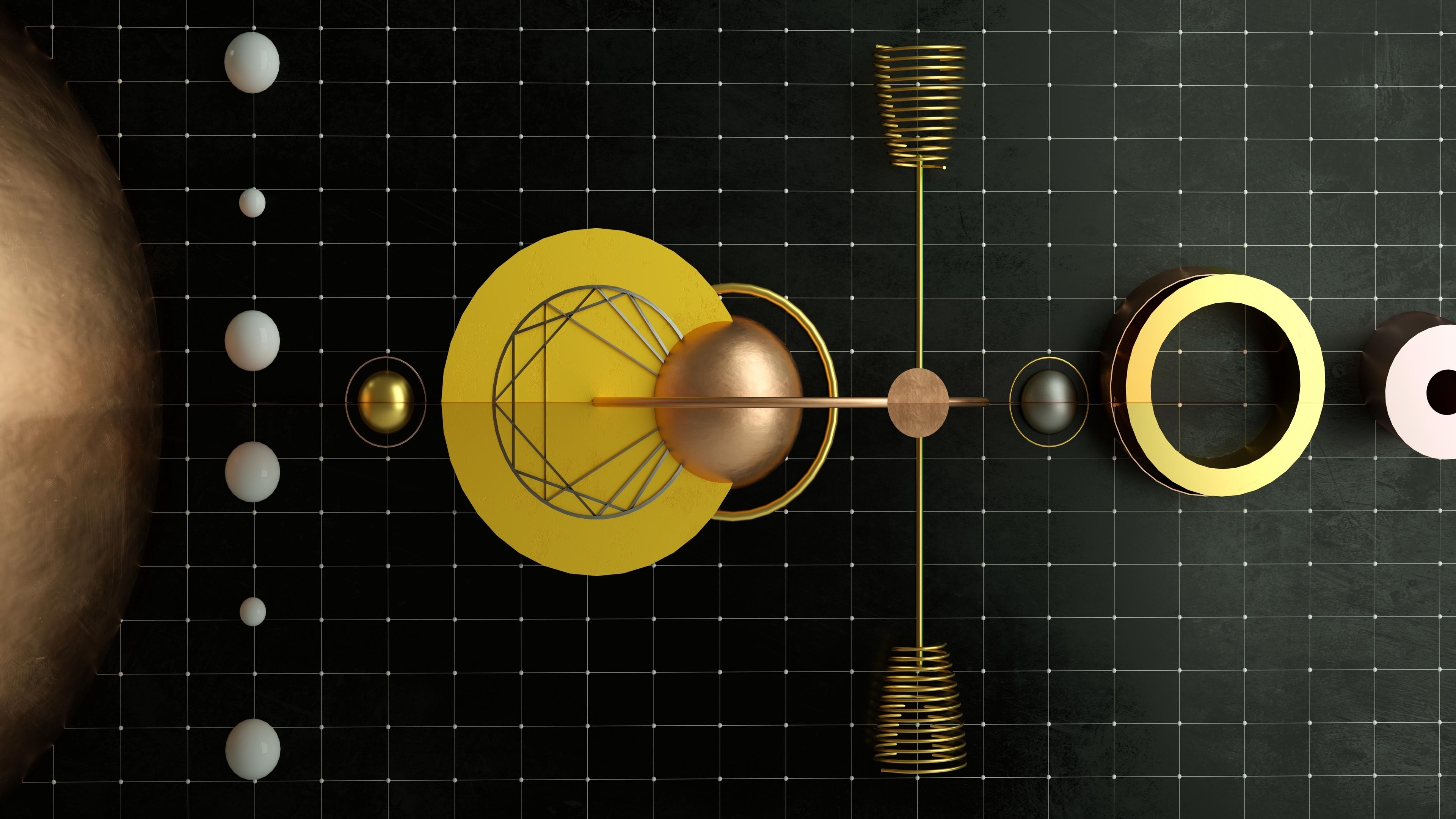 3d Illustration Minimalistic Design World Space Gold - Number - HD Wallpaper 