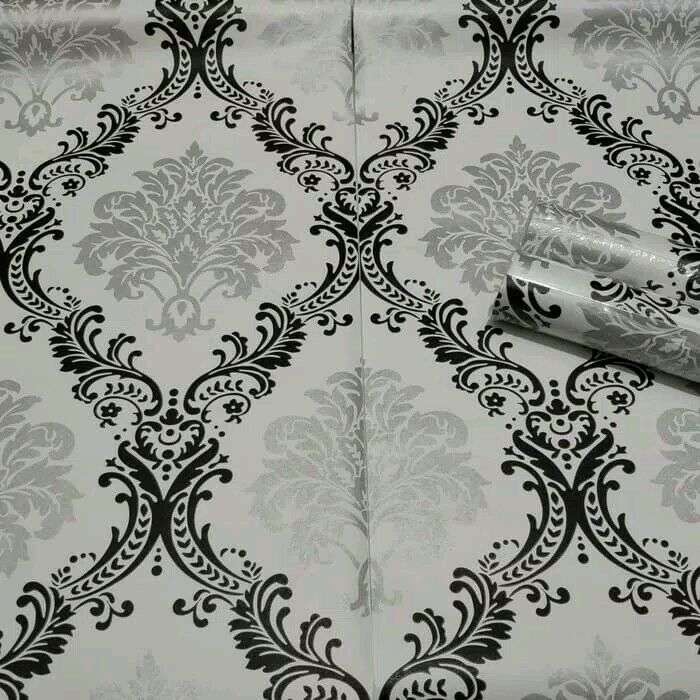 Wallpaper Stiker Batik Hitam Putih 45cm X 10 Meter - Sticker Motif Batik Hitam Putih - HD Wallpaper 