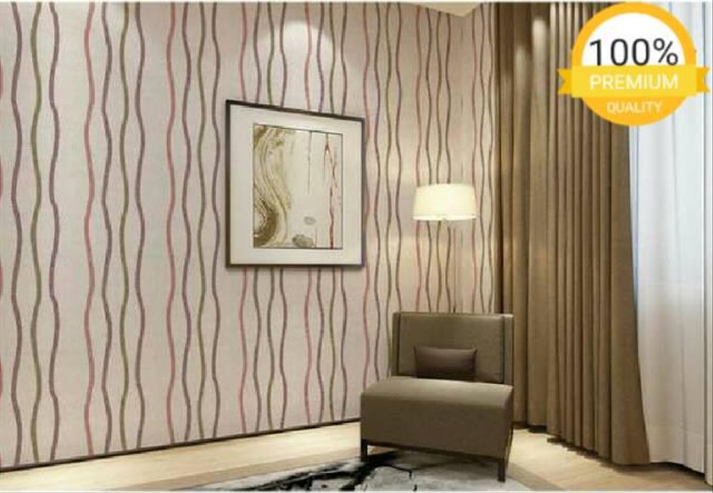 Wallpaper Dinding Murah Ruang Tamu Kamar Salur Hijau - Motif Wallpaper Sticker Dinding - HD Wallpaper 