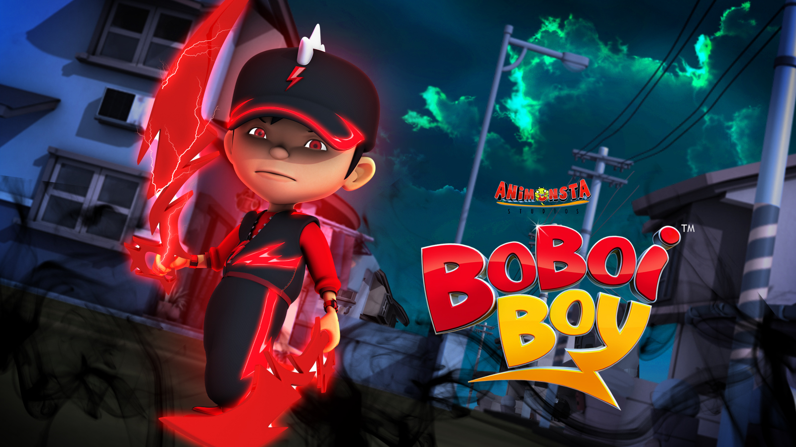 Boboiboy Halilintar Wallpaper - Boboiboy Halilintar Hitam - HD Wallpaper 