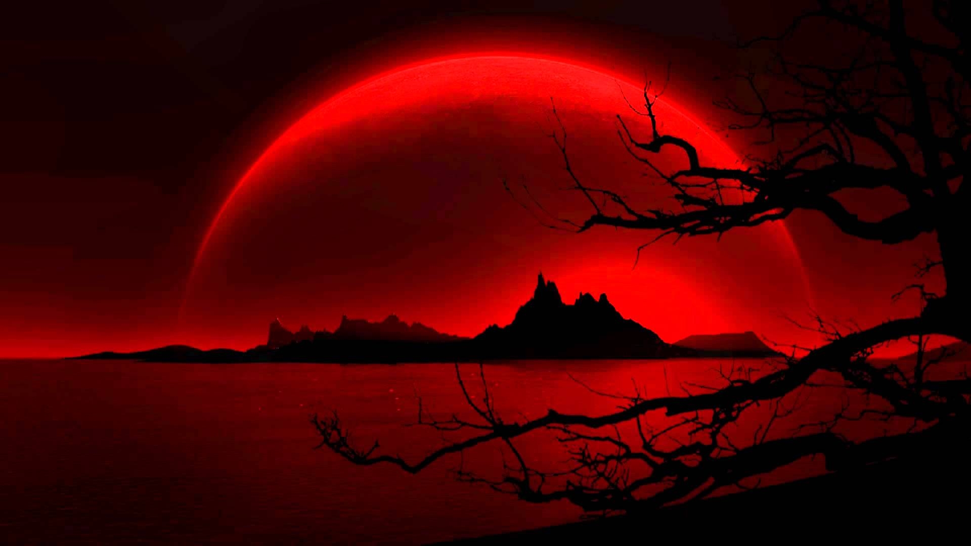 Red Black Wallpaper Hd 1080p - Blood Moon Background - HD Wallpaper 