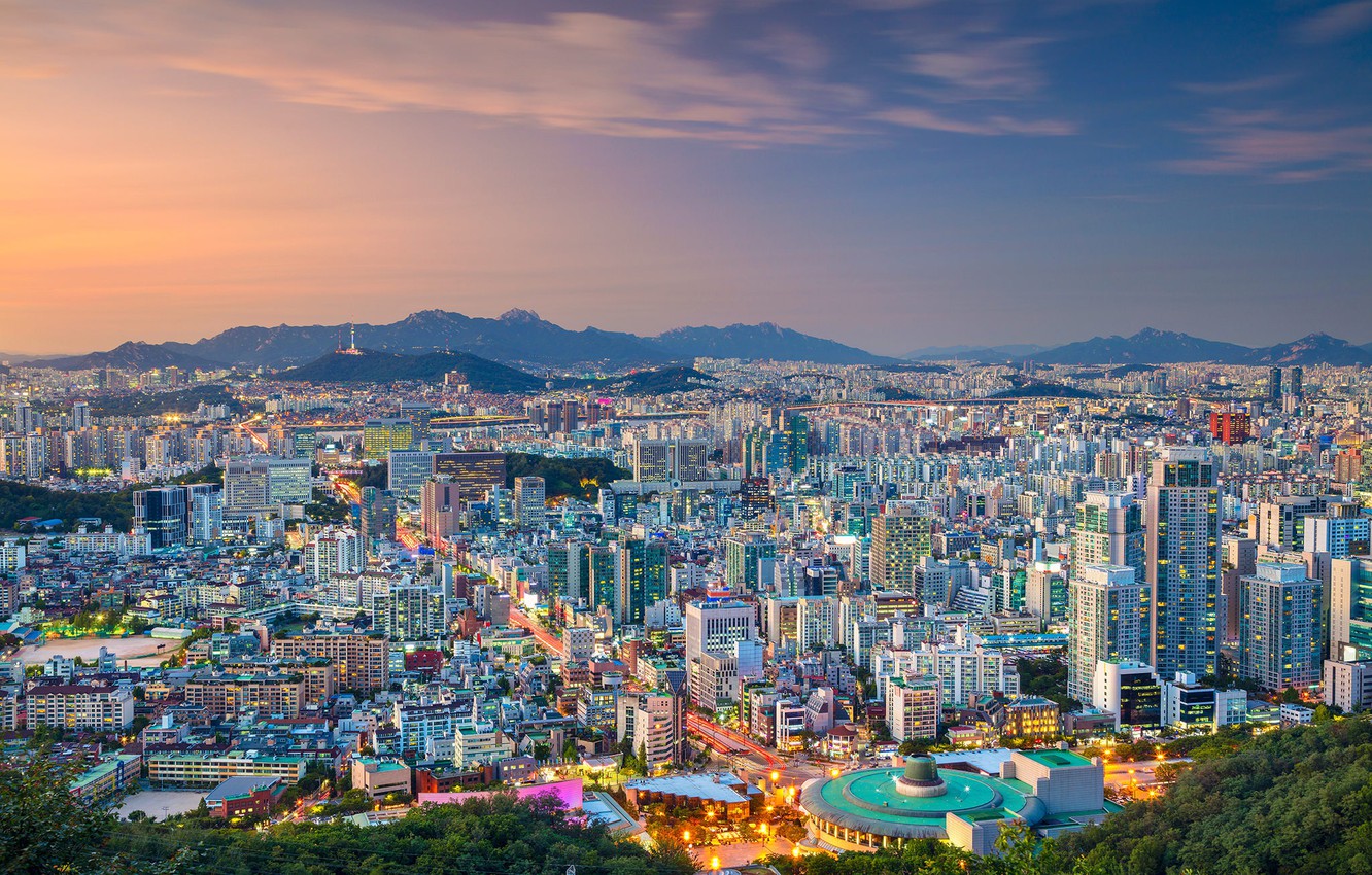 Photo Wallpaper Panorama, South Korea, Seoul, Seoul, - HD Wallpaper 