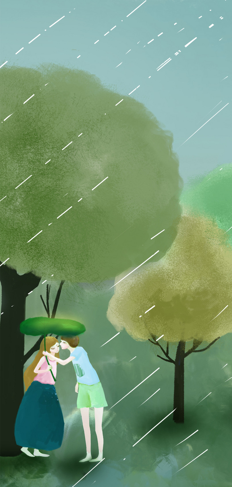 Wallpaper Ponsel Pasangan Hujan - Fondos De Pantalla Lluvia - HD Wallpaper 