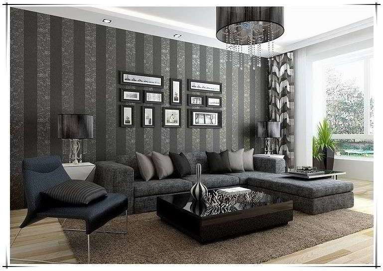 Black Grey Wallpaper Living Room - HD Wallpaper 