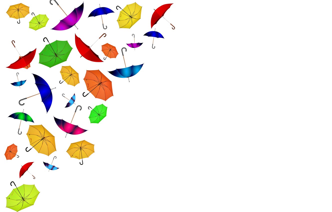 Photo Wallpaper Umbrellas, White Background, Postcard, - Фон Креатив - HD Wallpaper 