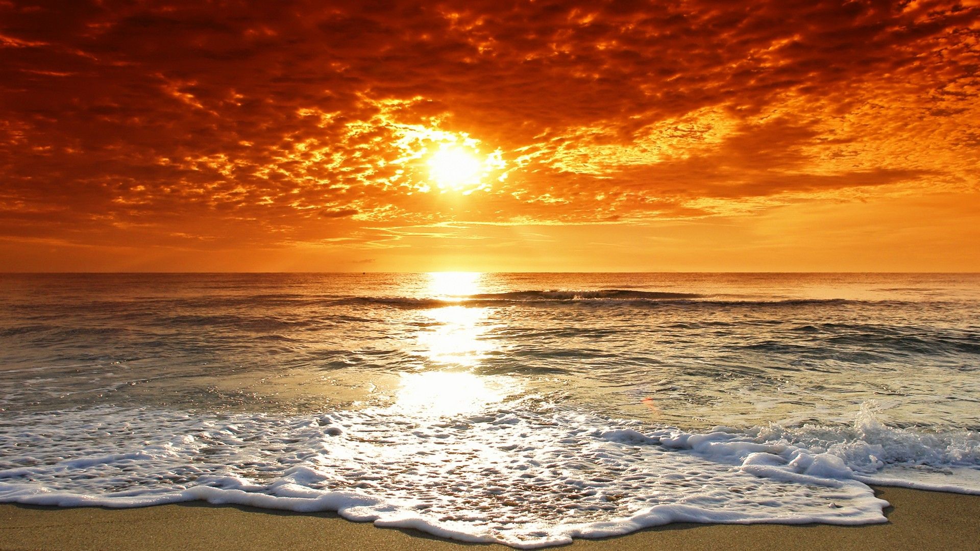 Beauty Orange Beach Wallpaper - Beach Sunset High Resolution - HD Wallpaper 