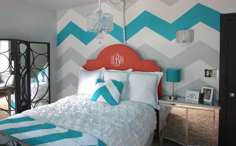 Chevron Pattern In Bedroom - HD Wallpaper 