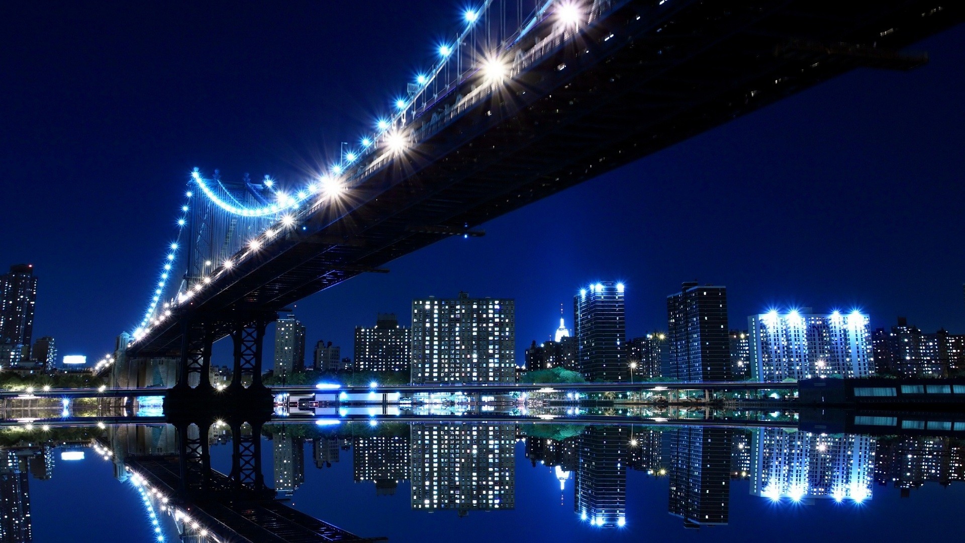 1920x1080, Late Night City Bridge View Hd Wallpaper - 1080p City Night Wallpaper Hd - HD Wallpaper 