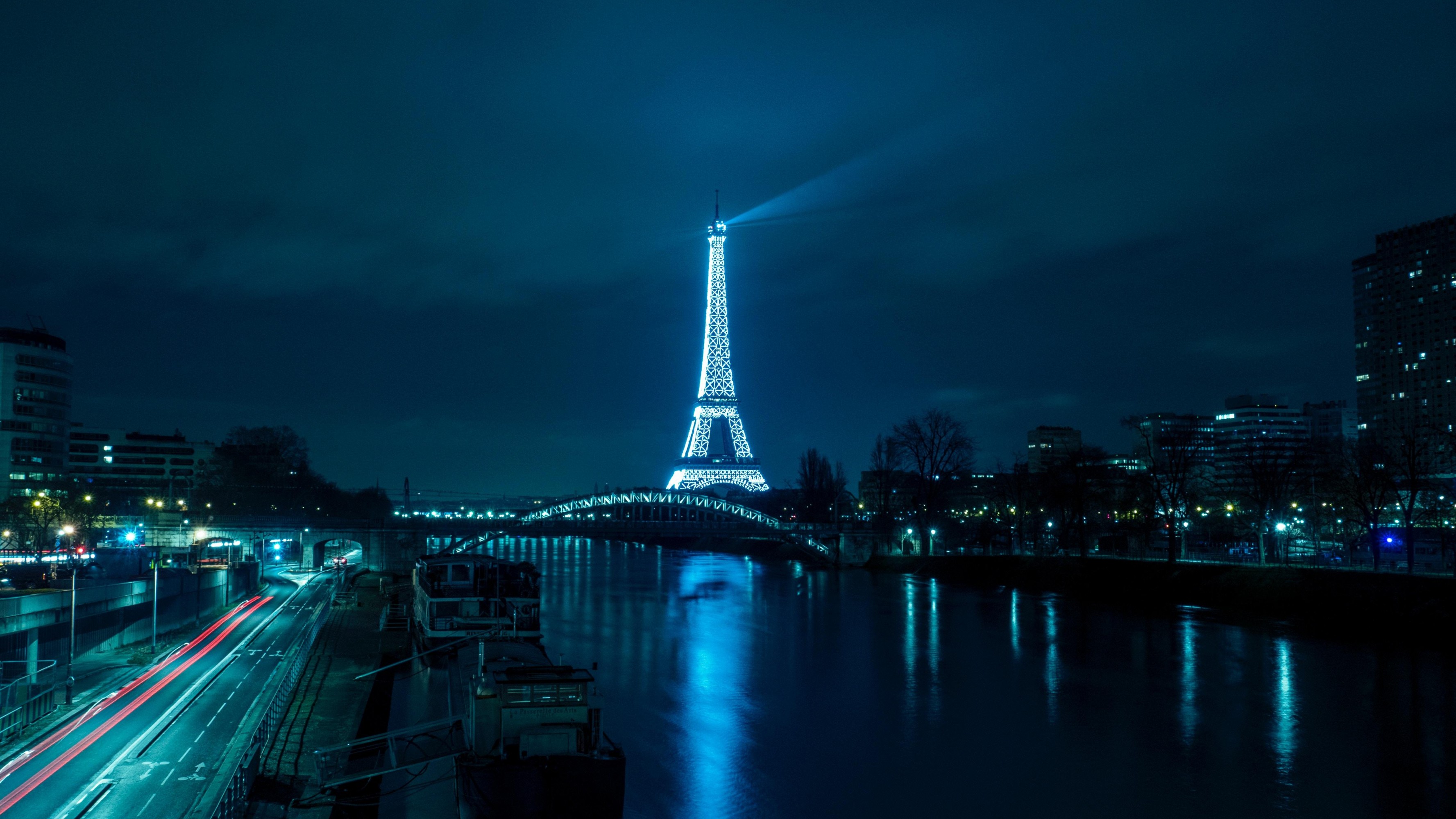 Wallpaper Of Paris, Eiffel Tower, Night City, River, - Paris Night Wallpaper Hd - HD Wallpaper 