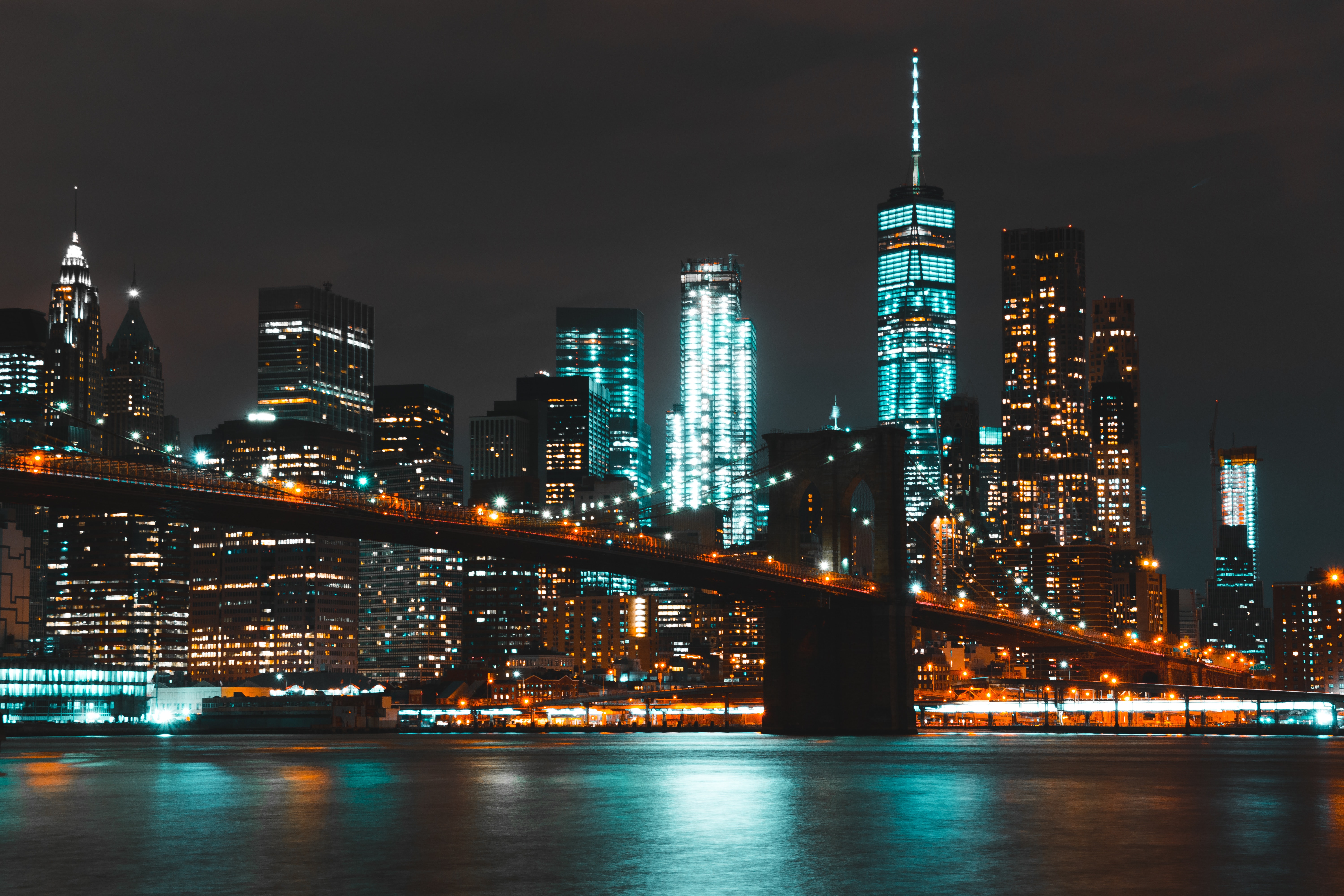 Brooklyn Bridge At Night - HD Wallpaper 