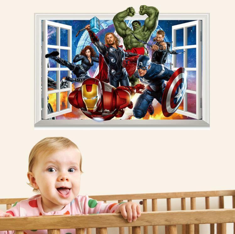 Avengers Vinyl Wall Stickers 3d Window - HD Wallpaper 