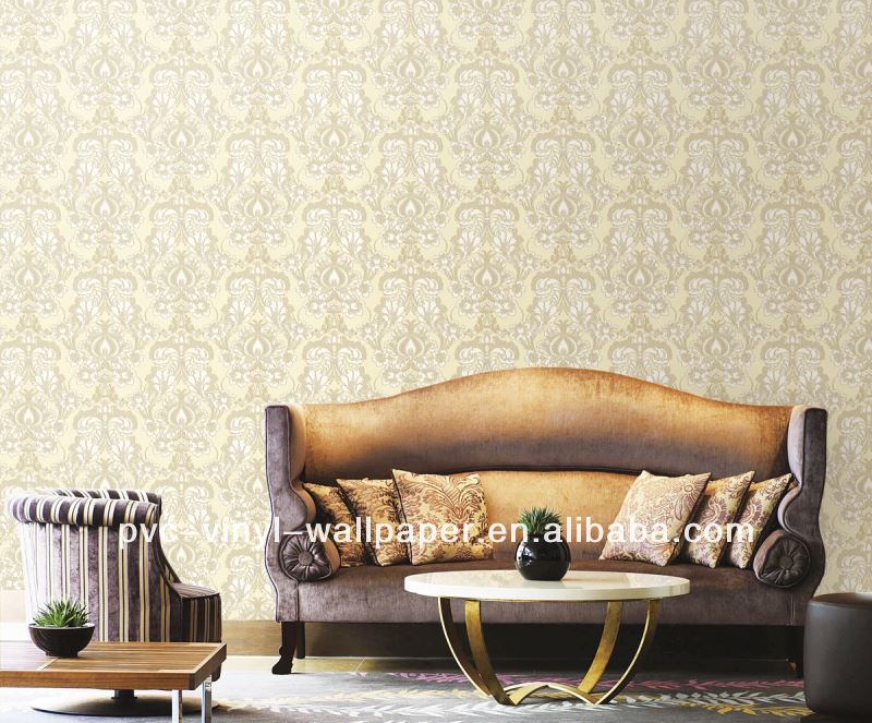 Hot Selling Beautiful Floral Leaves Natural Wallpaper - Damask Interior Design - HD Wallpaper 
