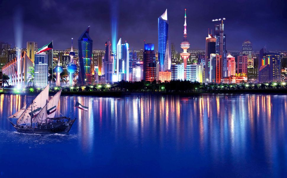 Kuwait City At Night - HD Wallpaper 