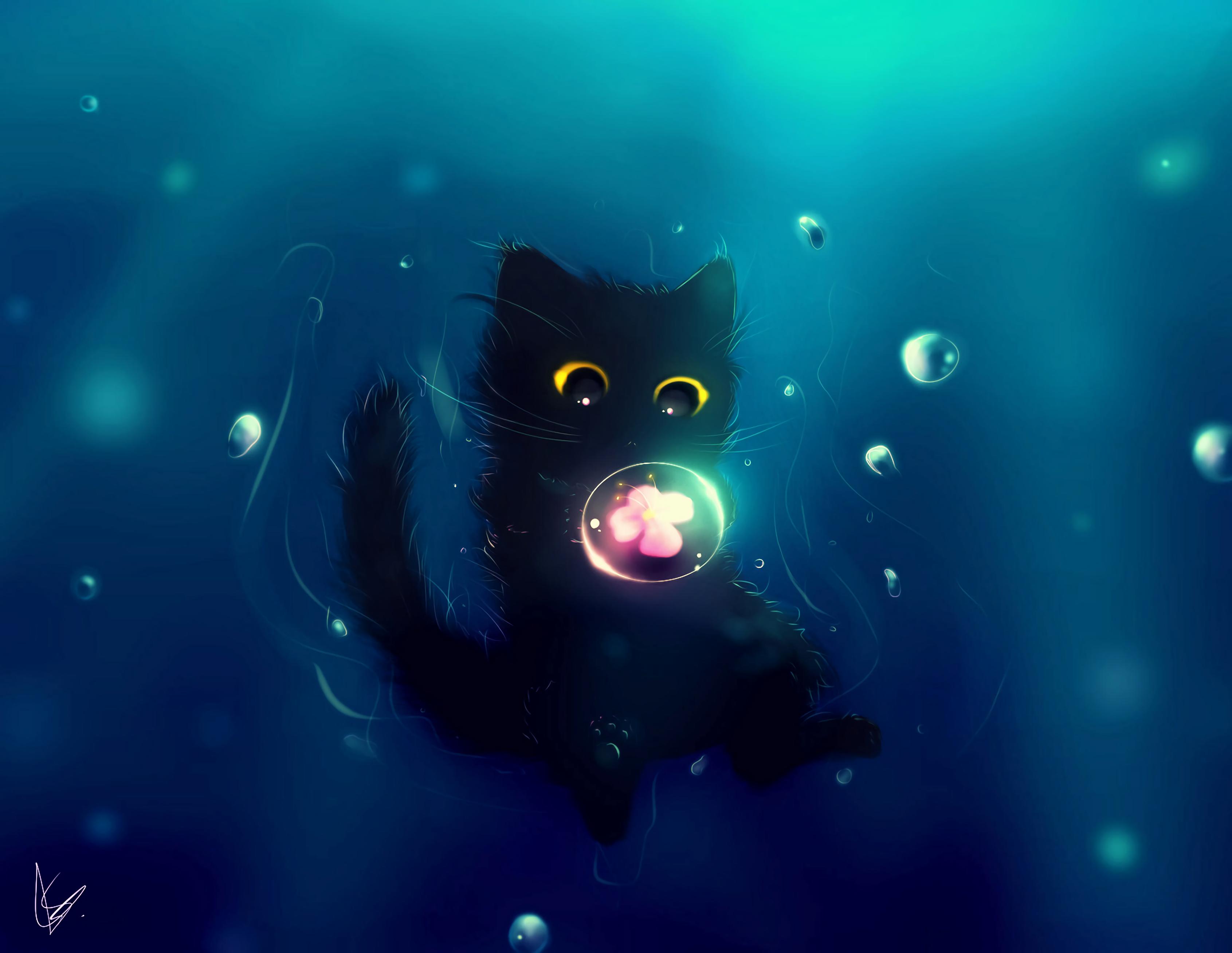 חתול, חמוד, כדור, פרוח, אומנות - Cute Backgrounds For Ipad - HD Wallpaper 