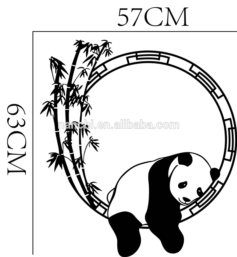 Cute Sleeping Panda Wall Sticker Bedroom Children Removable - Wall Painting Of Panda - HD Wallpaper 