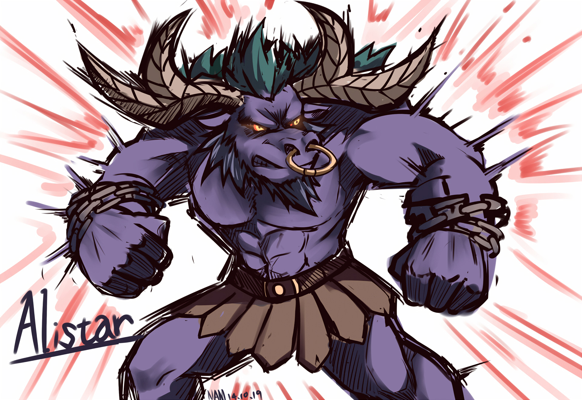 Alistar By Nam Hd Wallpaper Artwork Fan Art League - Lol Alistar - HD Wallpaper 