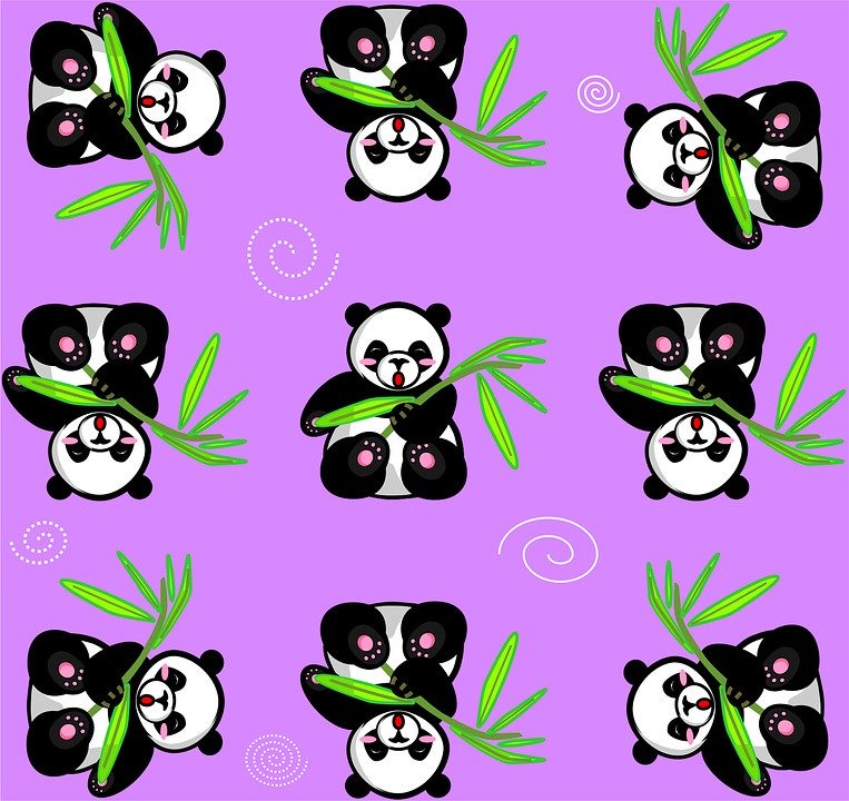 Panda, Purple, Bamboo, Happy, Cute, Cartoon, Animal - Panda Ungu - HD Wallpaper 