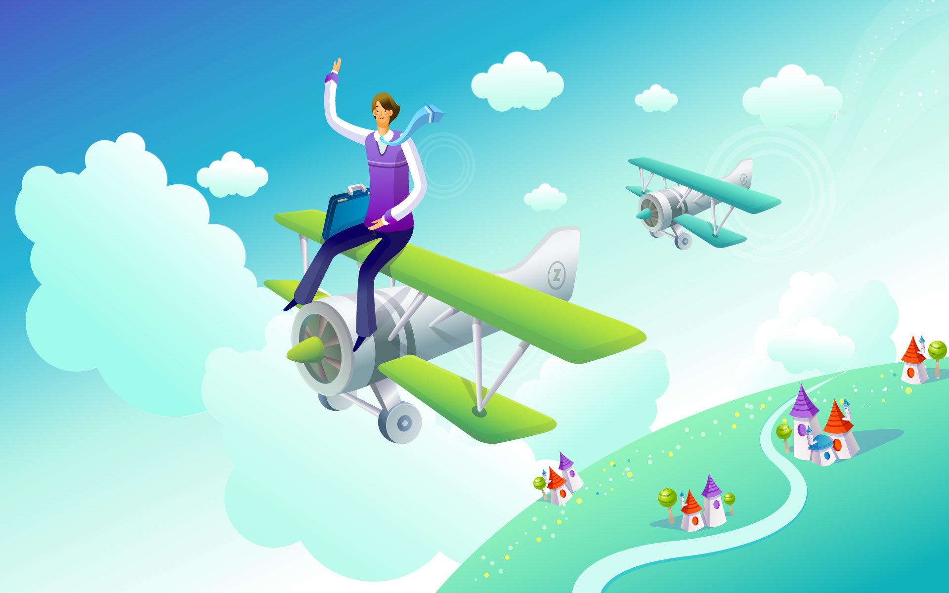 Meaning High-definition Cartoon Commercial - Cartoon Plane - HD Wallpaper 