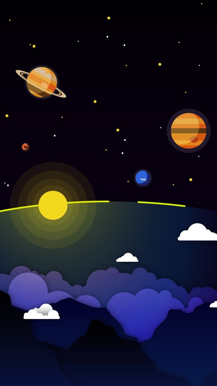 Minimalist Solar System Wallpaper Iphone - HD Wallpaper 