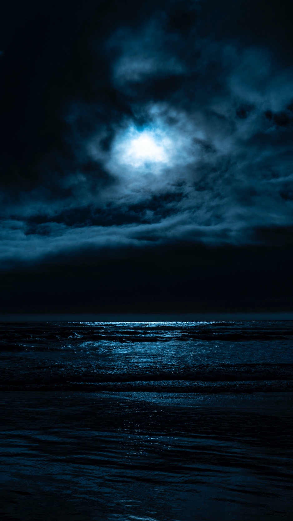 Wallpaper Sea, Night, Moon, Horizon - Night Moon Sea - HD Wallpaper 
