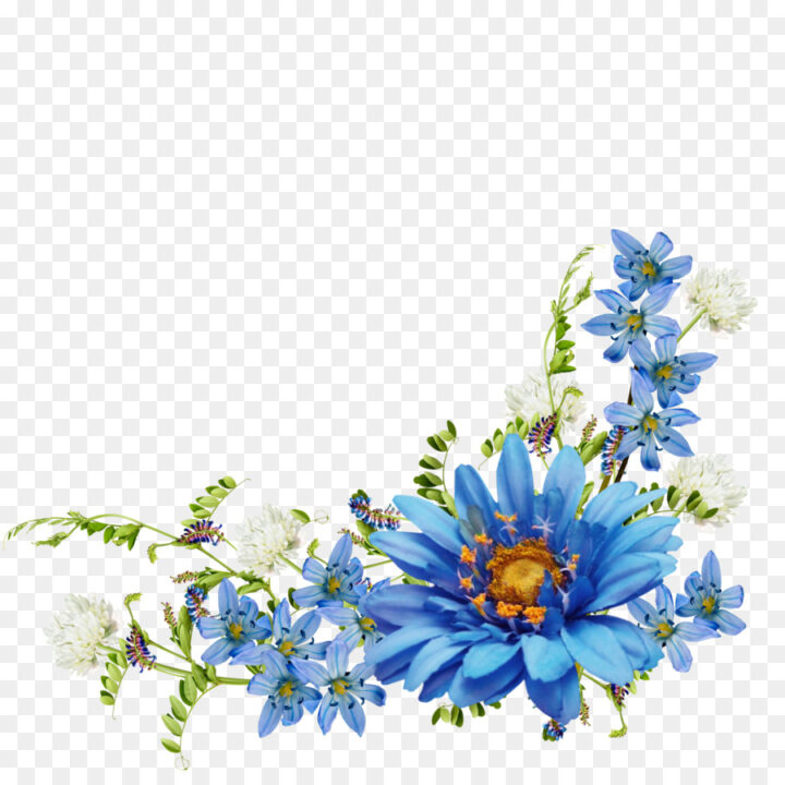 Flower Desktop Wallpaper Blue Wallpaper Blue - Blue Flower Corner Png - HD Wallpaper 