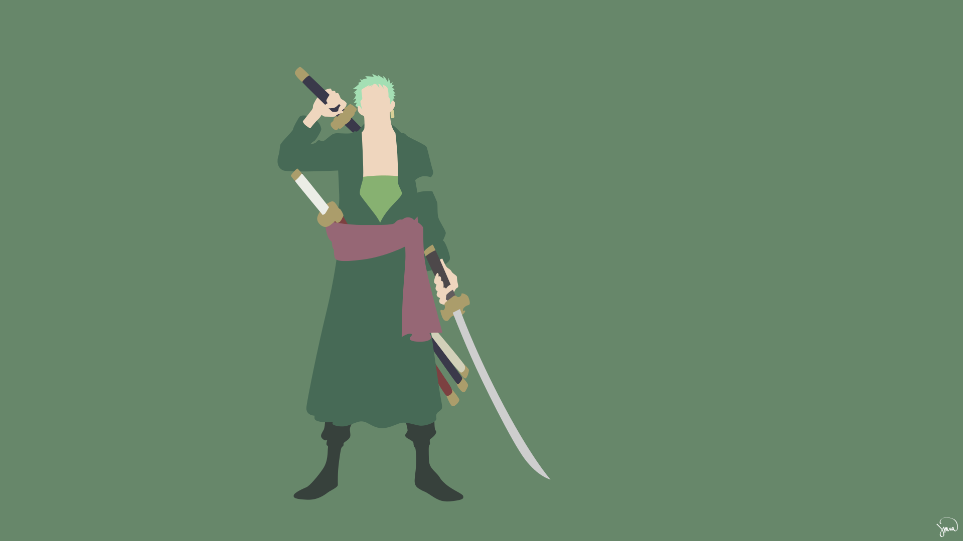 One Piece Zoro Minimalist - HD Wallpaper 