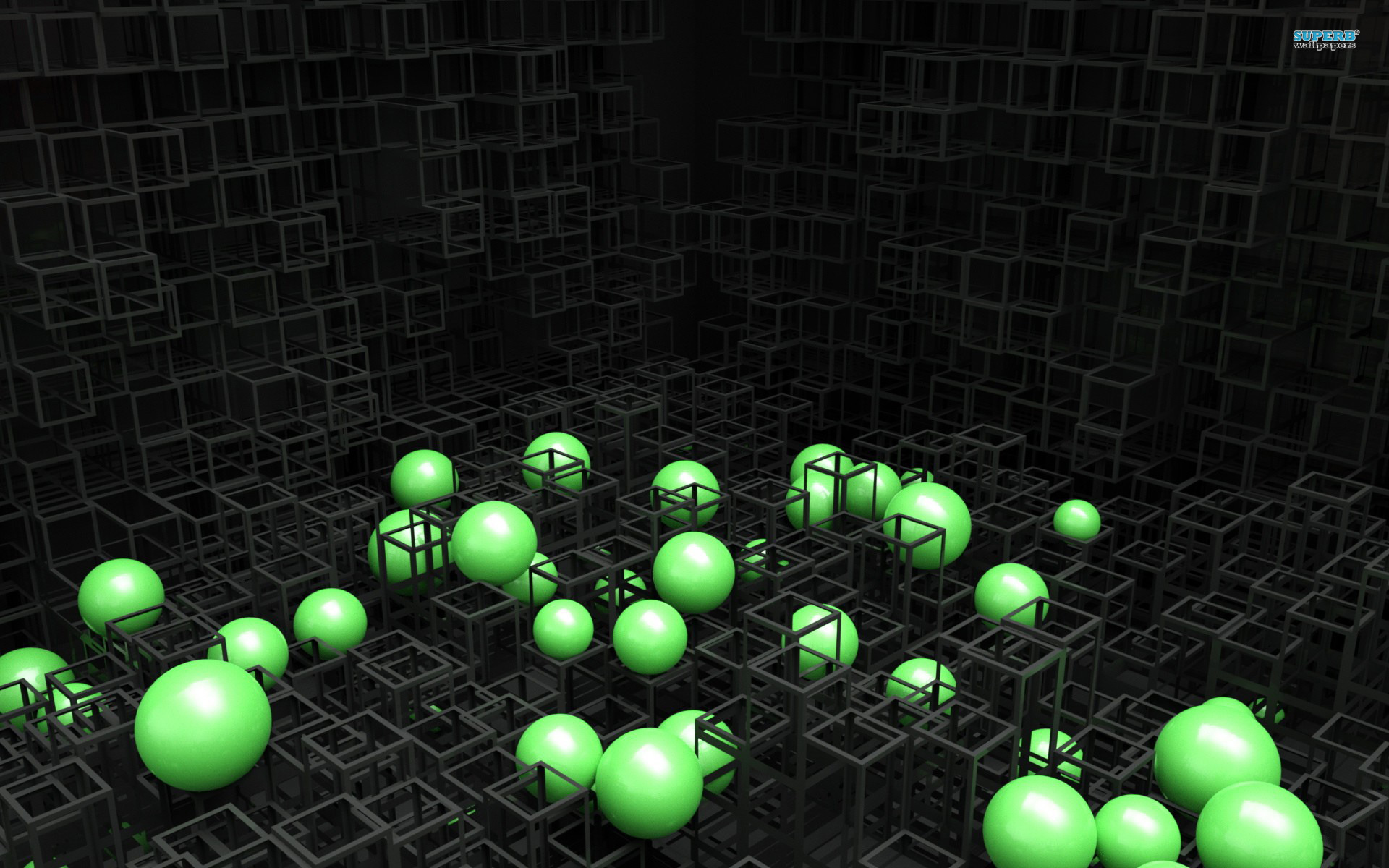 3d Theme Wallpaper - Cube And Sphere - HD Wallpaper 