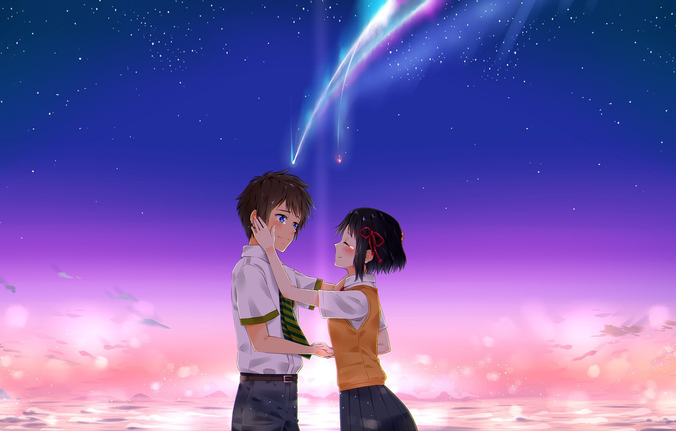 Photo Wallpaper Sunset, The Evening, Anime, Art, Comet, - High Resolution Your Name Wallpapers Desktop - HD Wallpaper 