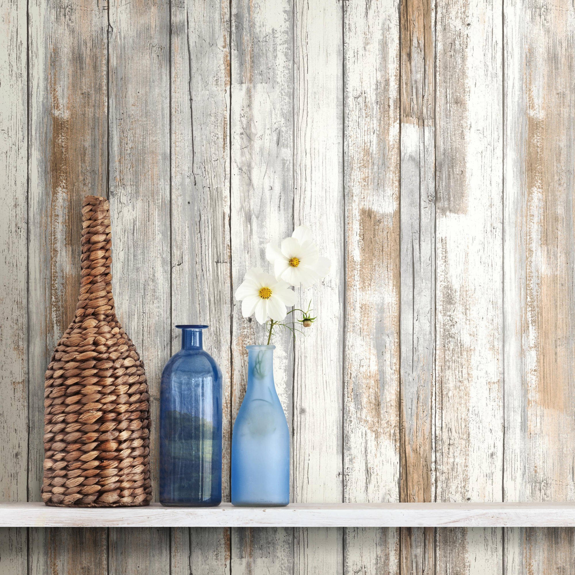 Roommates Distressed Wood Peel And Stick Wall Dã©cor - Decor Stick On Wall - HD Wallpaper 