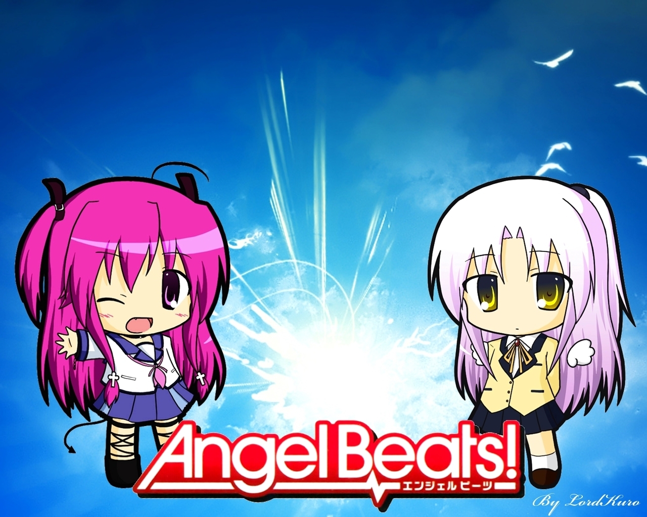 Chibi-beats - Angel Beats Chibi - HD Wallpaper 