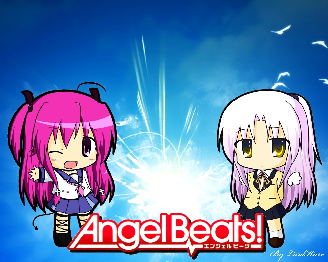 Chibi-beats - Angel Beats Chibi - HD Wallpaper 