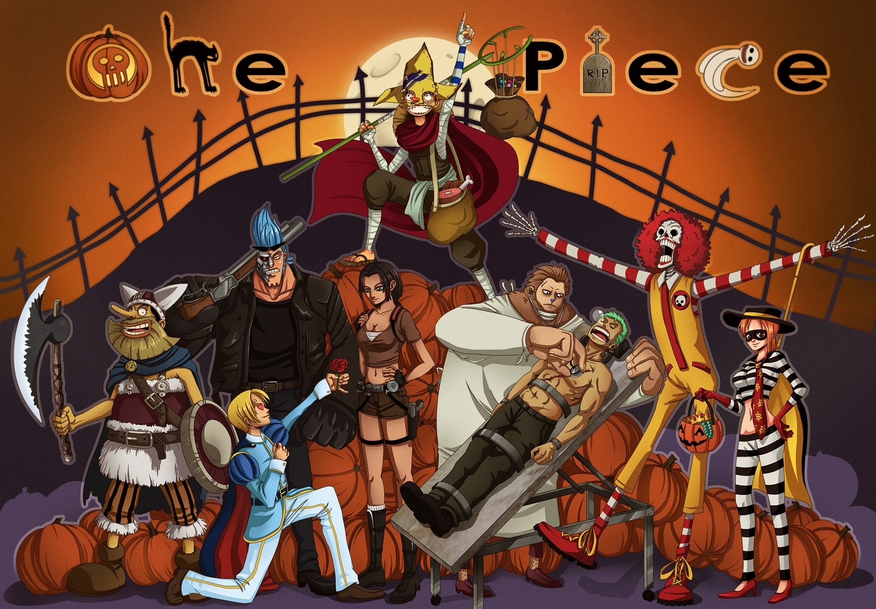 One Piece Anime Halloween - HD Wallpaper 