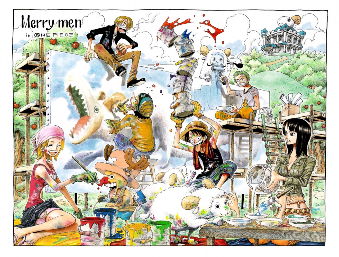 Monkey D Luffy Nami Nico Robin Oda Eiichirou One Piece - Eiichiro Oda One Piece Art - HD Wallpaper 