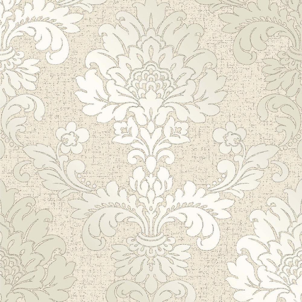 Cream Gold Glitter Damask Wallpaper Vinyl Textured - Glisten Damask Wallpaper Gold - HD Wallpaper 