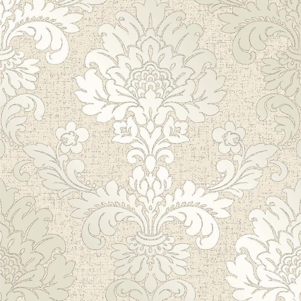 Cream Gold Glitter Damask Wallpaper Vinyl Textured - Glisten Damask Wallpaper Gold - HD Wallpaper 