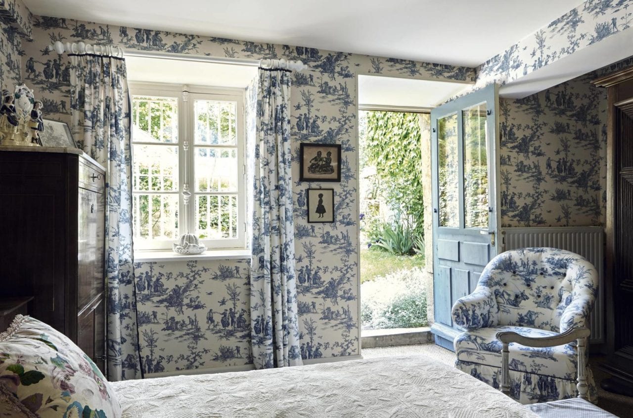 Blue Chinoiserie Toile De Jouy Wallpaper Baker - HD Wallpaper 