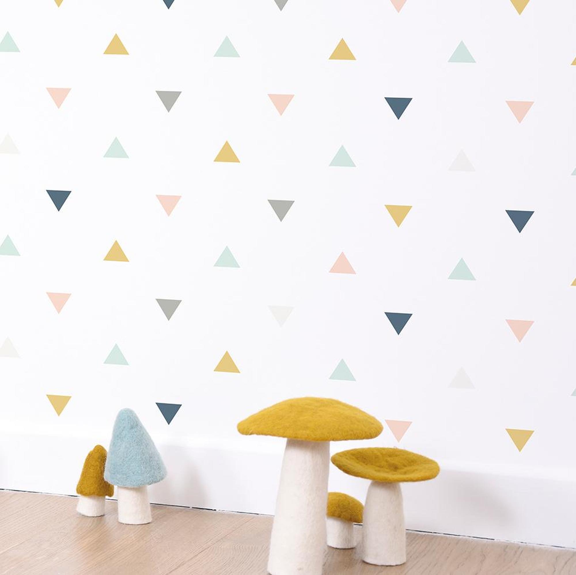 Triangle Wall Paper Baby Room - HD Wallpaper 