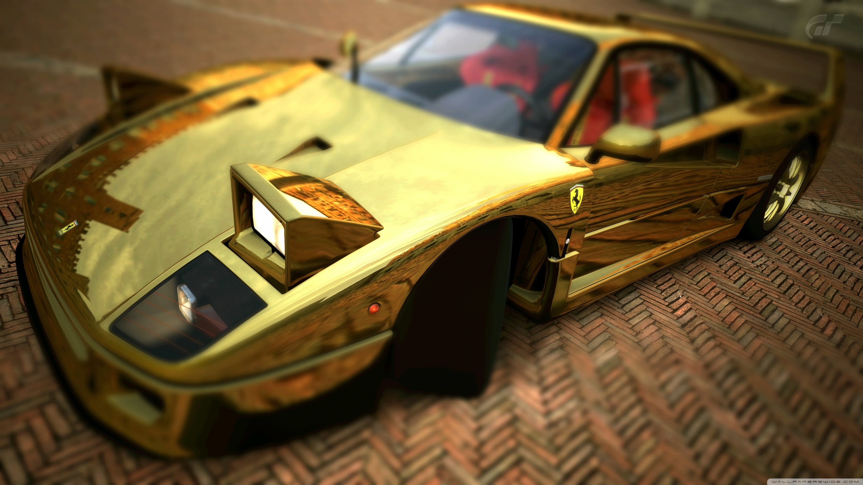 Ferrari F40 Gold Hd Desktop Wallpaper High Definition - Gold Cars Hd - HD Wallpaper 