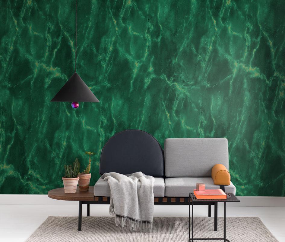 A Wall Wallpapered With The Magic Marble Jade Green - Green Wallpaper For Wall - HD Wallpaper 