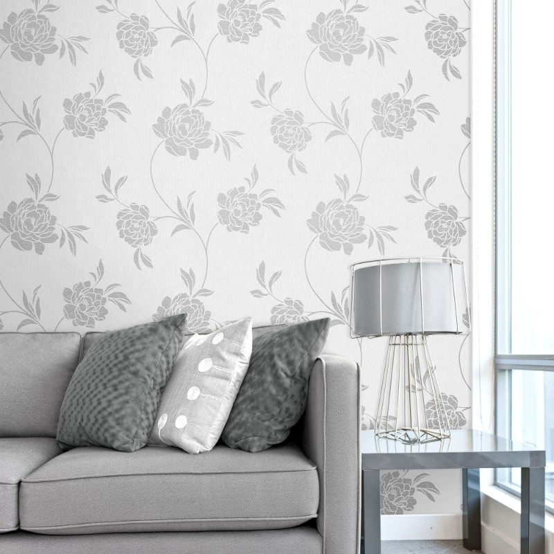 Floral Wallpaper Living Room - HD Wallpaper 