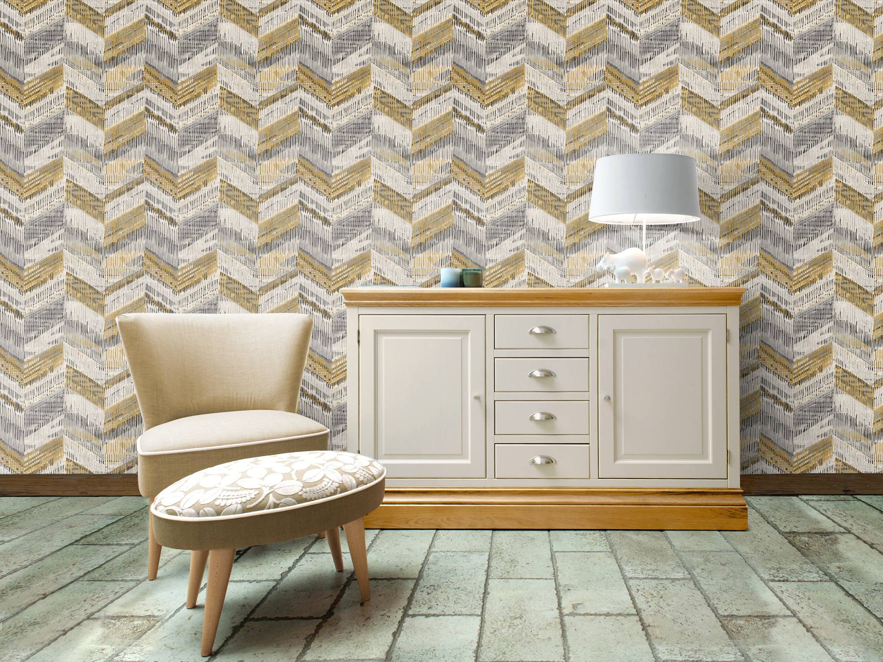 Chevron Weave Roomset Image - Little Greene Great Ormond - HD Wallpaper 