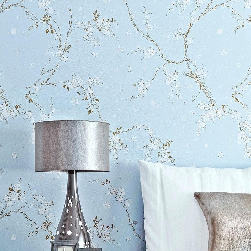 Grey Wallpaper For Bedroom Vintage Flowers Wall Papers - Grey Blue Wallpaper Living Room - HD Wallpaper 