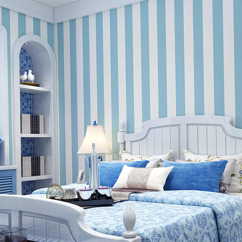 Pink Blue Stripes Wallpaper For Kids Room Baby Girls - Wall Paper Design For Room Stripe - HD Wallpaper 