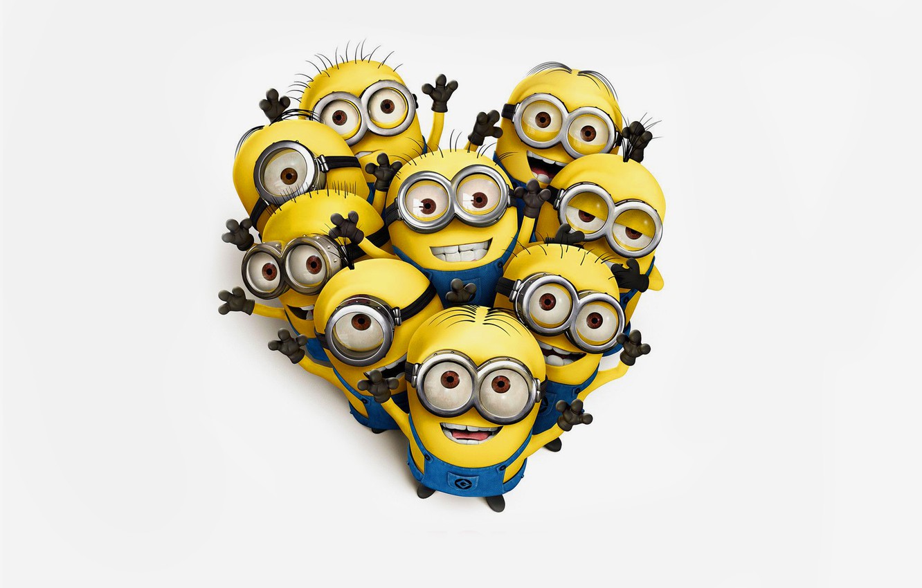 Photo Wallpaper Yellow, White Background, Minions, - Minions Hd Images Download - HD Wallpaper 