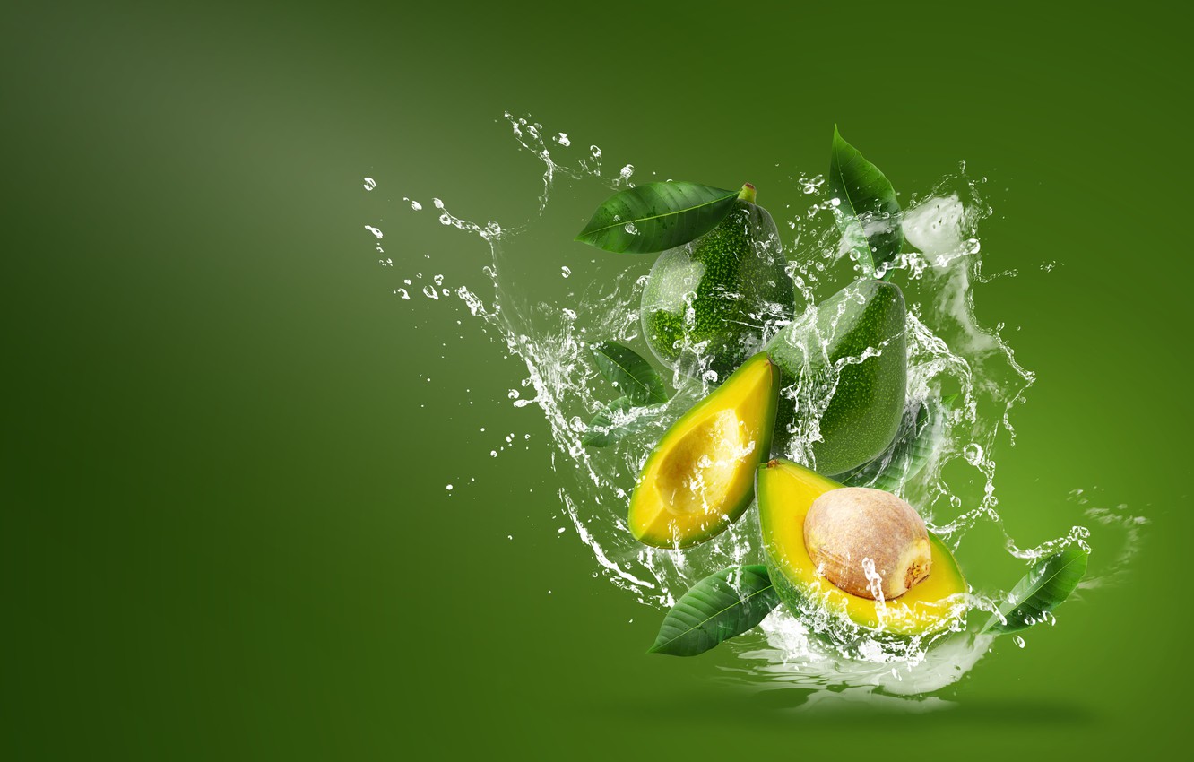 Photo Wallpaper Water, Squirt, Avocado - Avocado Splash - HD Wallpaper 