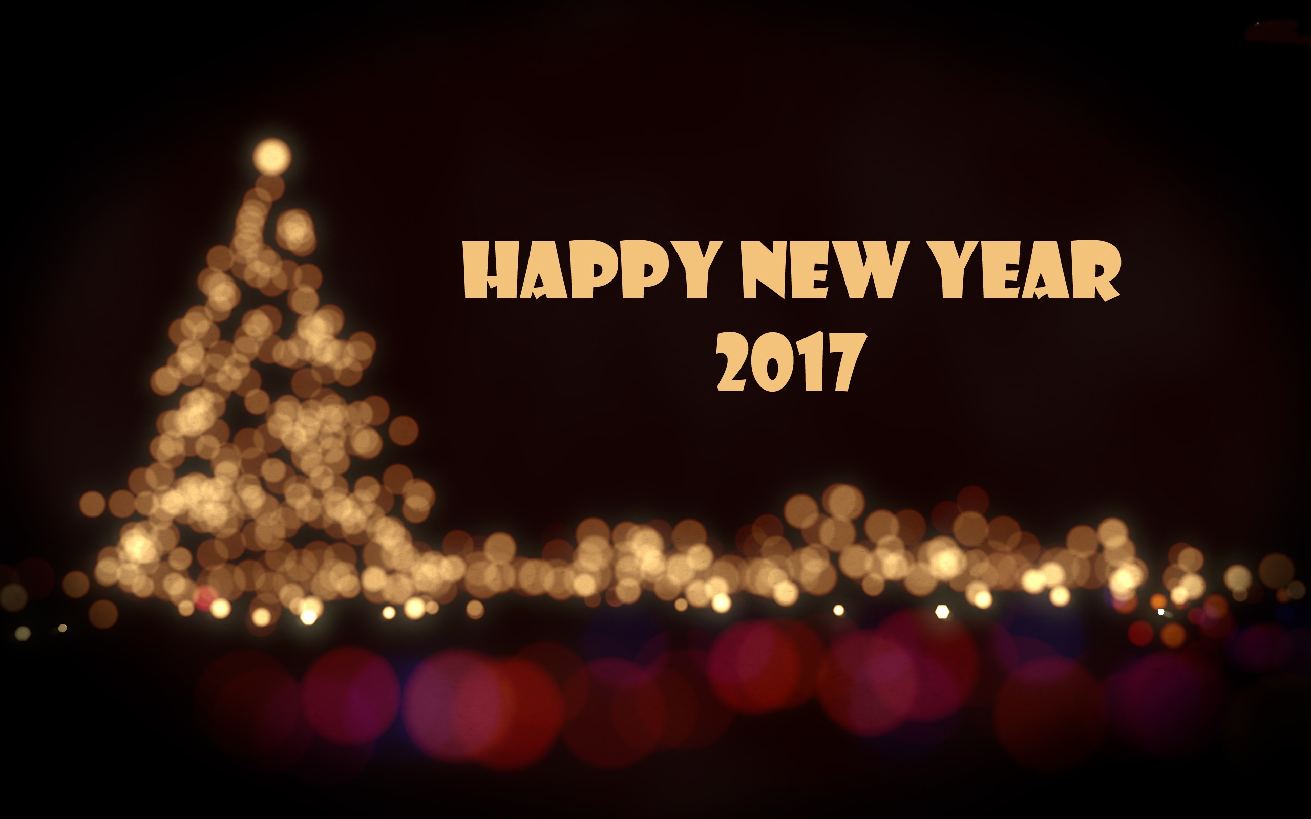 Happy New Year 2017 Wallpaper - Blurred Out Christmas Lights - HD Wallpaper 