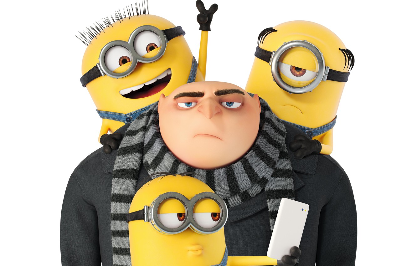 Photo Wallpaper Animated Film, Gru, Minion, Animated - Despicable Me Gru And Minions - HD Wallpaper 