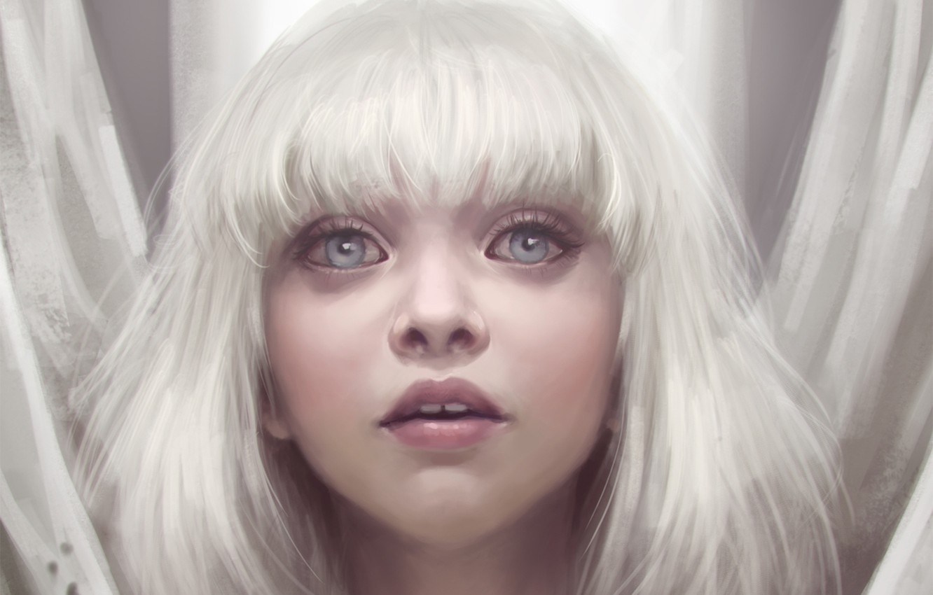 Photo Wallpaper Eyes, Look, Girl, White Hair, Art, - Sia Chandelier - HD Wallpaper 