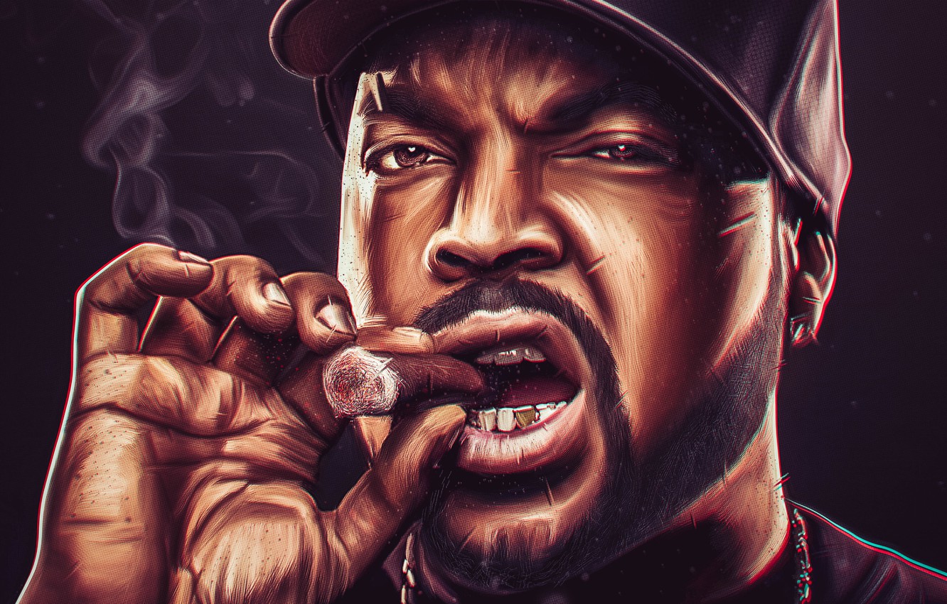 Photo Wallpaper Chain, Male, Ice Cube, Cigar, Rapper - Ice Cube With Cigar - HD Wallpaper 