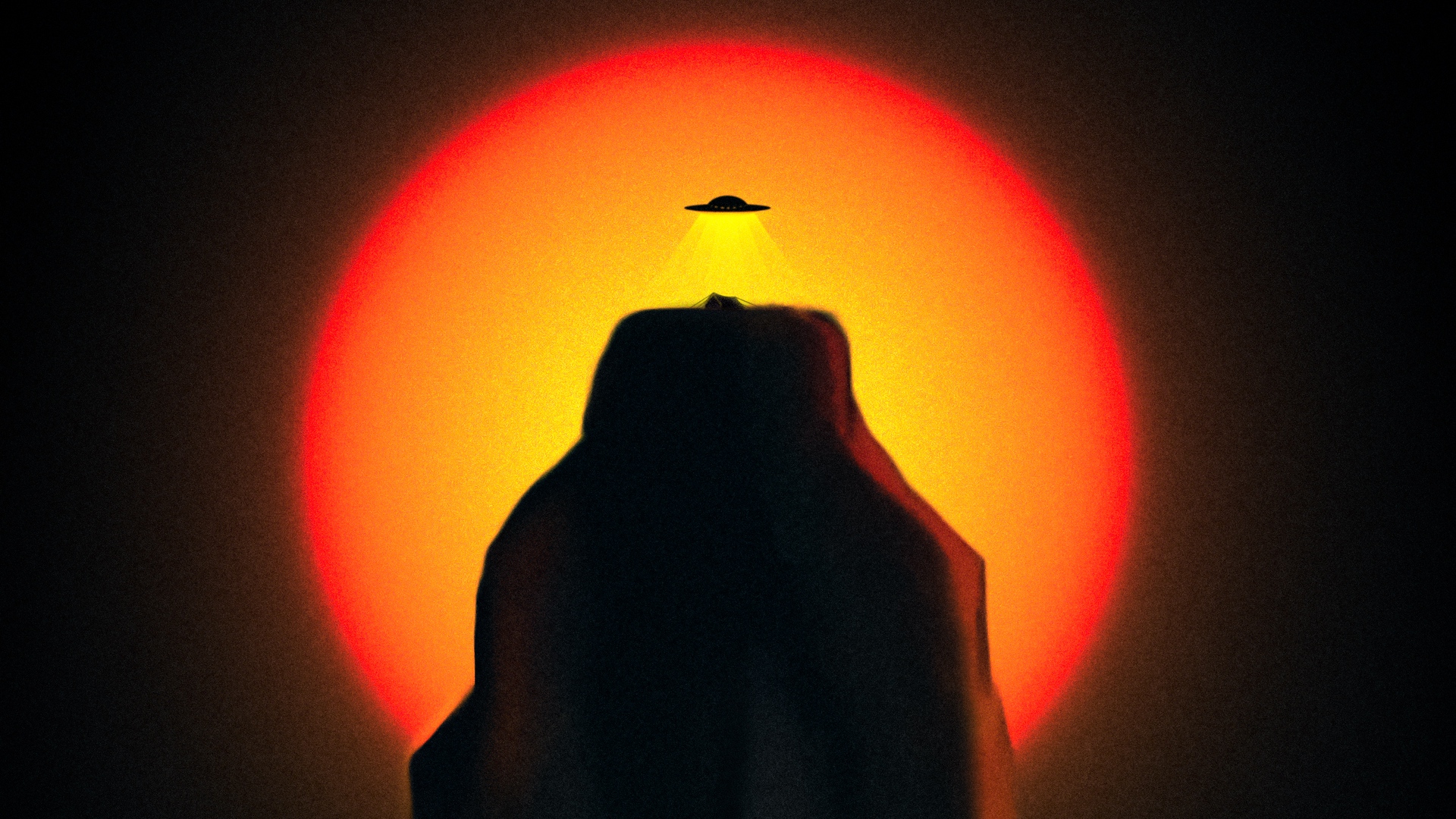 Wallpaper Rock, Ufo, Aliens, Art, Night, Moon - Light - HD Wallpaper 